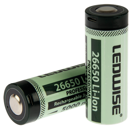 LEDWISE 3,7V batteri, Lithium-ion, 5000mAh,  USB laddning