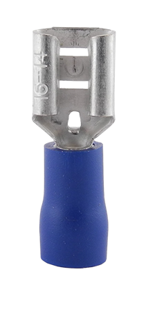 Isolerad flatstiftshylsa, Blå, 6,3x0,8mm