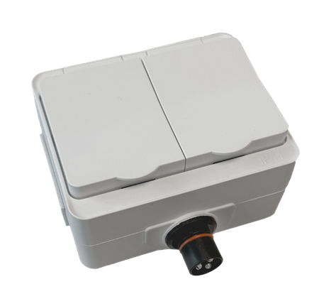 Eluttag, dubbelt, utanpåliggande - Vit