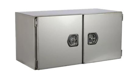 Verktygslåda rostfri, W1000 x H600 x D600mm - double doors- 52kg