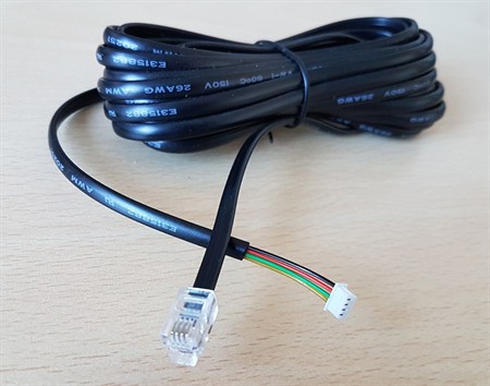RJ10/Molex-kabel, 5m, svart