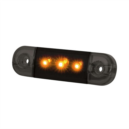 DARK KNIGHT Slim sidomarkering 3 LED, klar tonad lins, 1m kabel