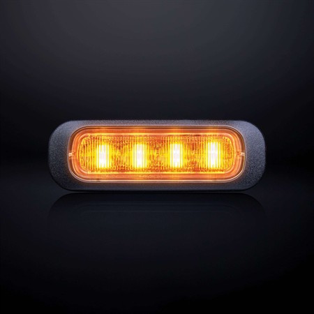 DARK KNIGHT riktat blixtljus orange 4 LED klart lins, 10-32V