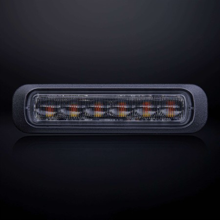 DARK KNIGHT riktat blixtljus orange 6 LED mörktonat lins, 10-32V