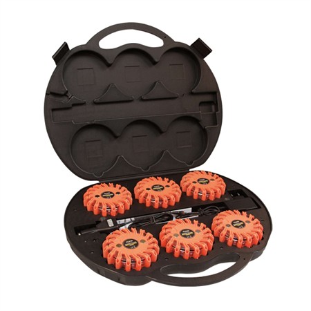 Varning/riktat blixtljus pucken orange LED, 6st. i väska